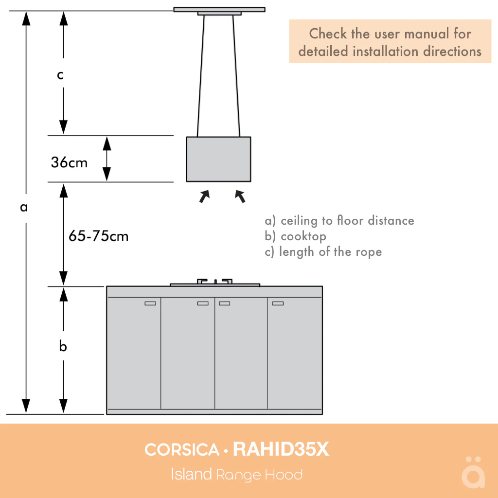 Corsica 35cm Island Rangehood RAHID35X - Image 17