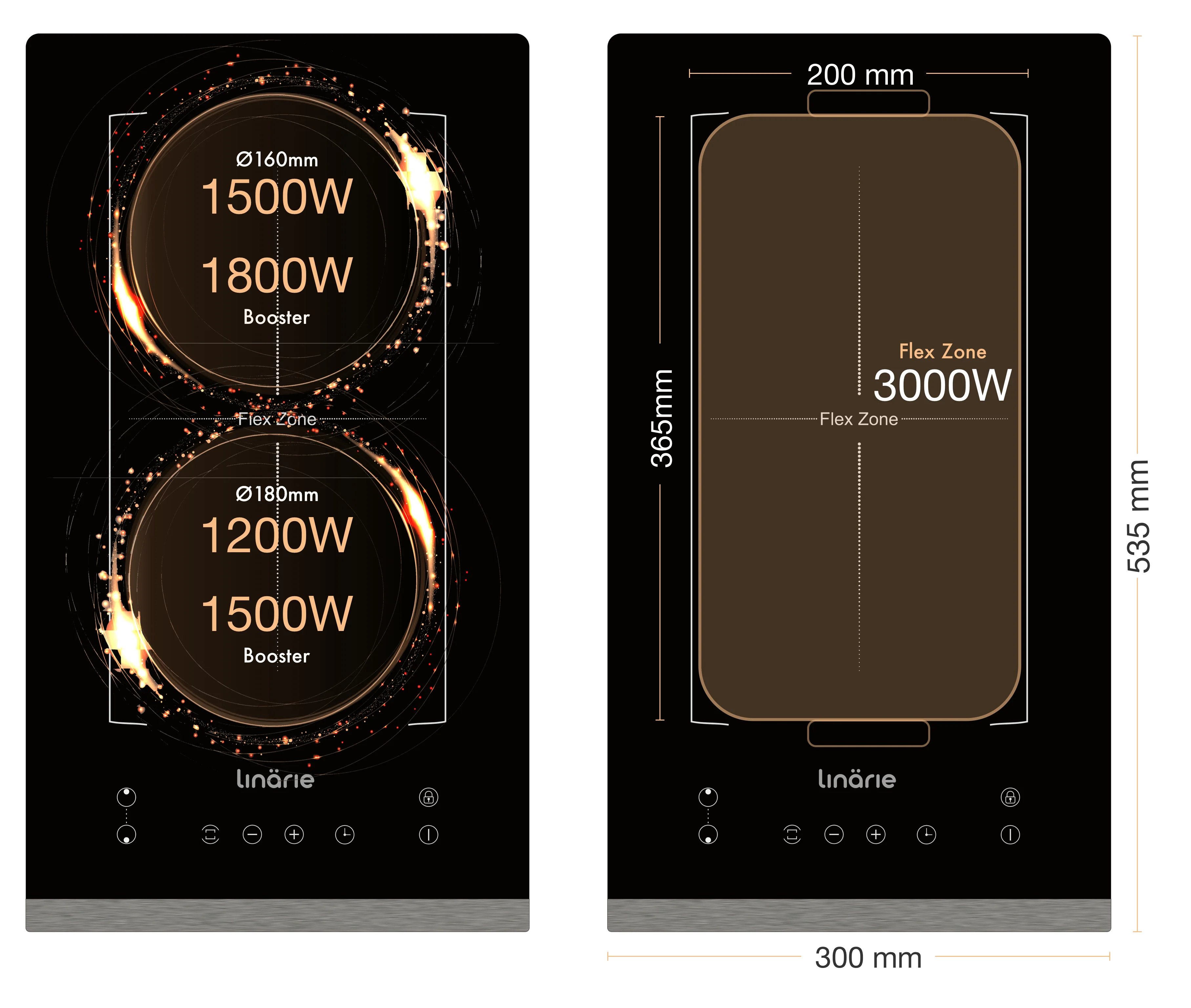 Grenoble 30cm Domino Induction Cooktop with Flex Zone LS30I1F - Image 6
