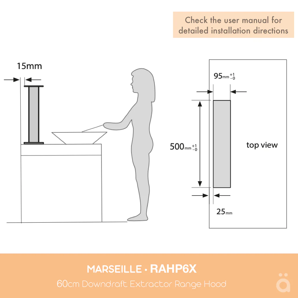 Marseille 60cm Downdraft Extractor Rangehood RAHP6X - Image 7