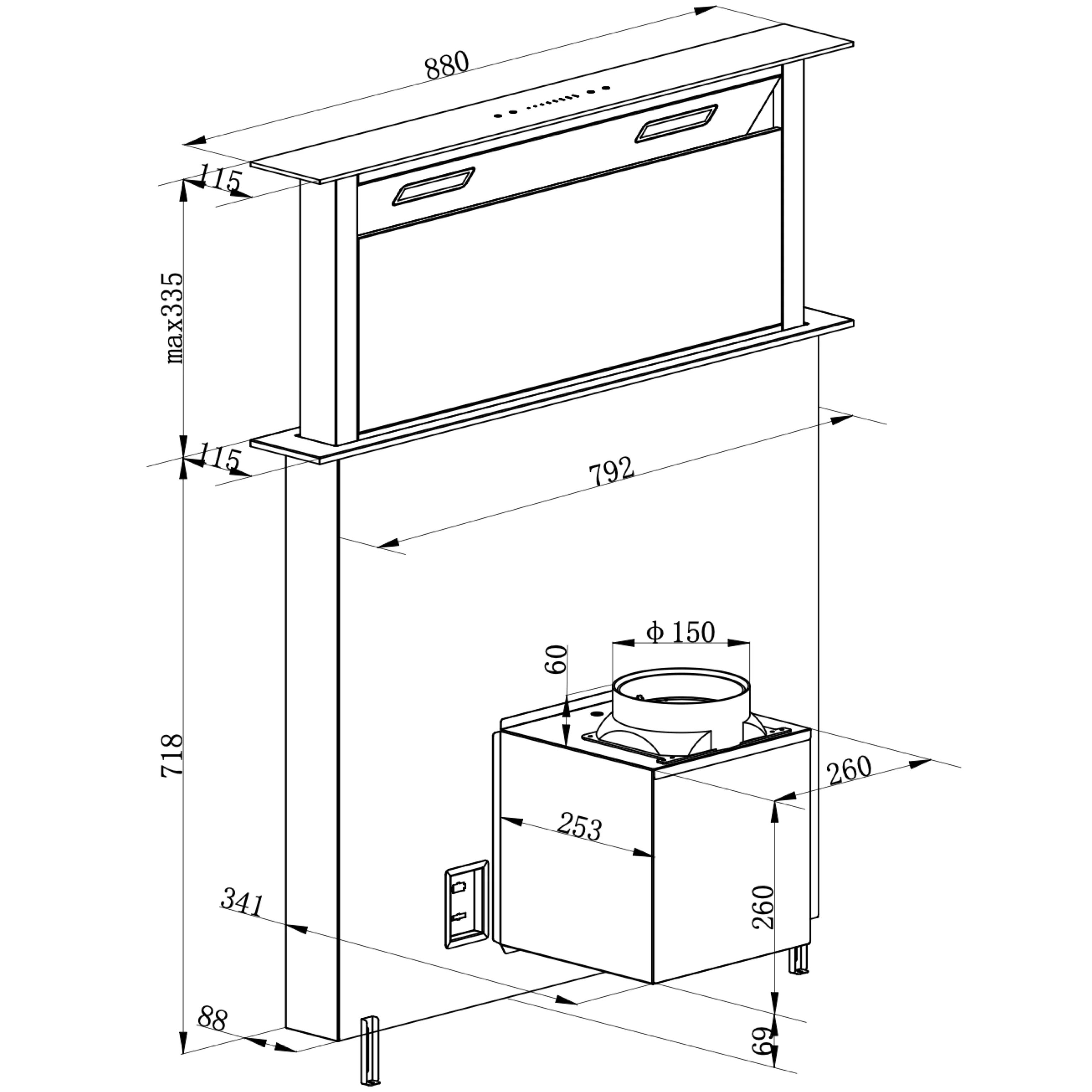 Marseille 90cm Downdraft Extractor Rangehood RAHP9X - Image 11